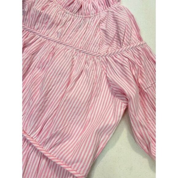 Elizabeth Wilson Designs Liesel Pink Stripe Cotton Dress Size Medium - Picture 4 of 5